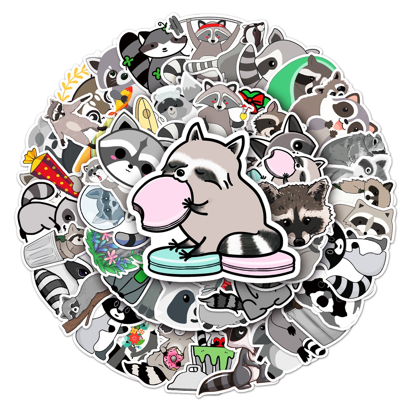 🦝 50 Raccoon Stickers | Cute and Expressive Vinyl Decals