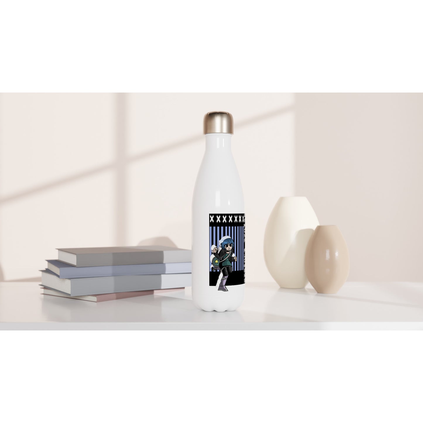 Ramona Flowers-Scott Pilgrim- White 17oz Stainless Steel Water Bottle