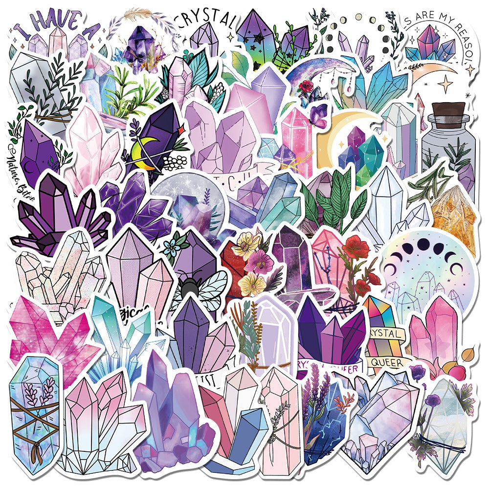 ✨50 Dive into Magic Dreamy Crystal Graffiti Sticker Collection | Colorful Crystal Decals