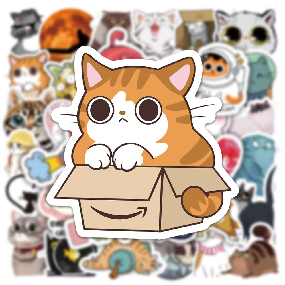🐾 50 Playful Cat Stickers | Waterproof Vinyl Decals