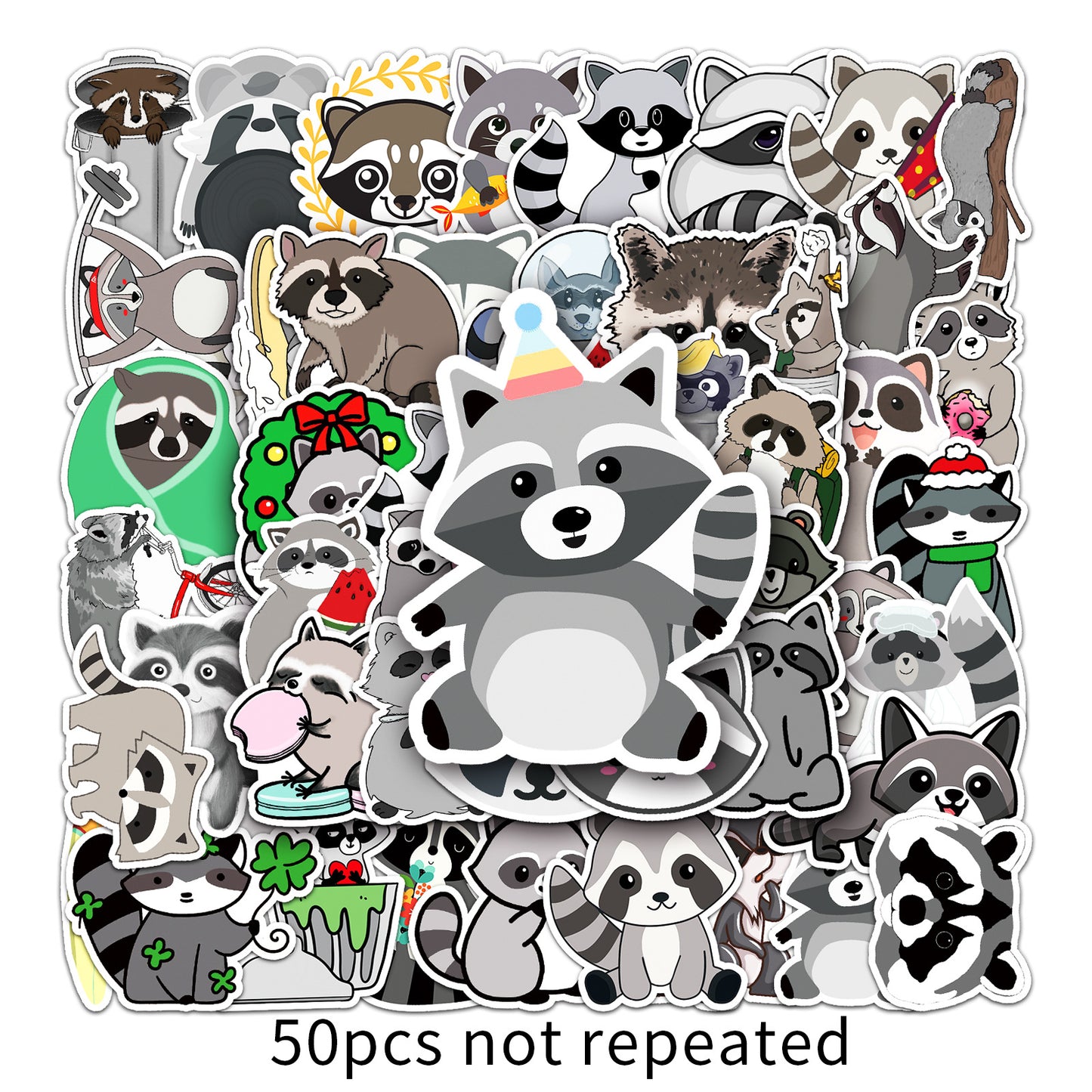 🦝 50 Raccoon Stickers | Cute and Expressive Vinyl Decals