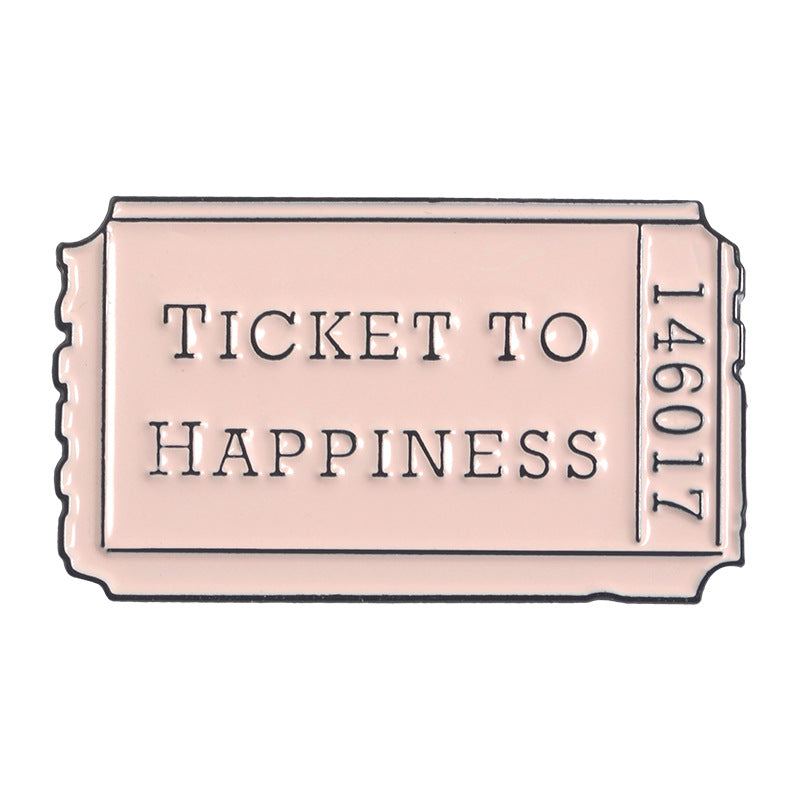 "Ticket to Happiness" Pink Movie Ticket Pin | Cute Pin