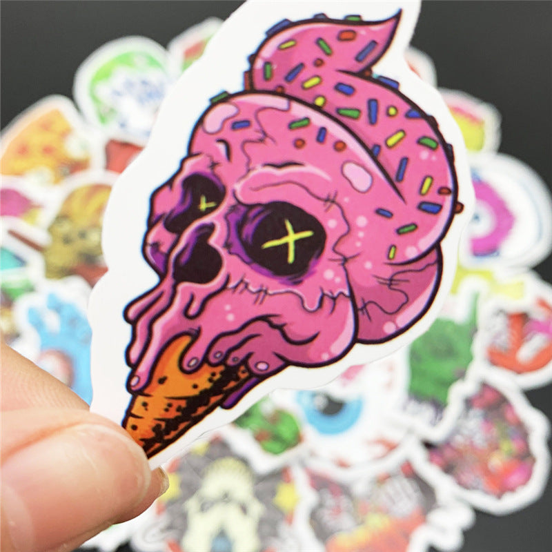 💀 50 Skull and Horror Graffiti Sticker Bundle | Cartoon Skeleton Decals
