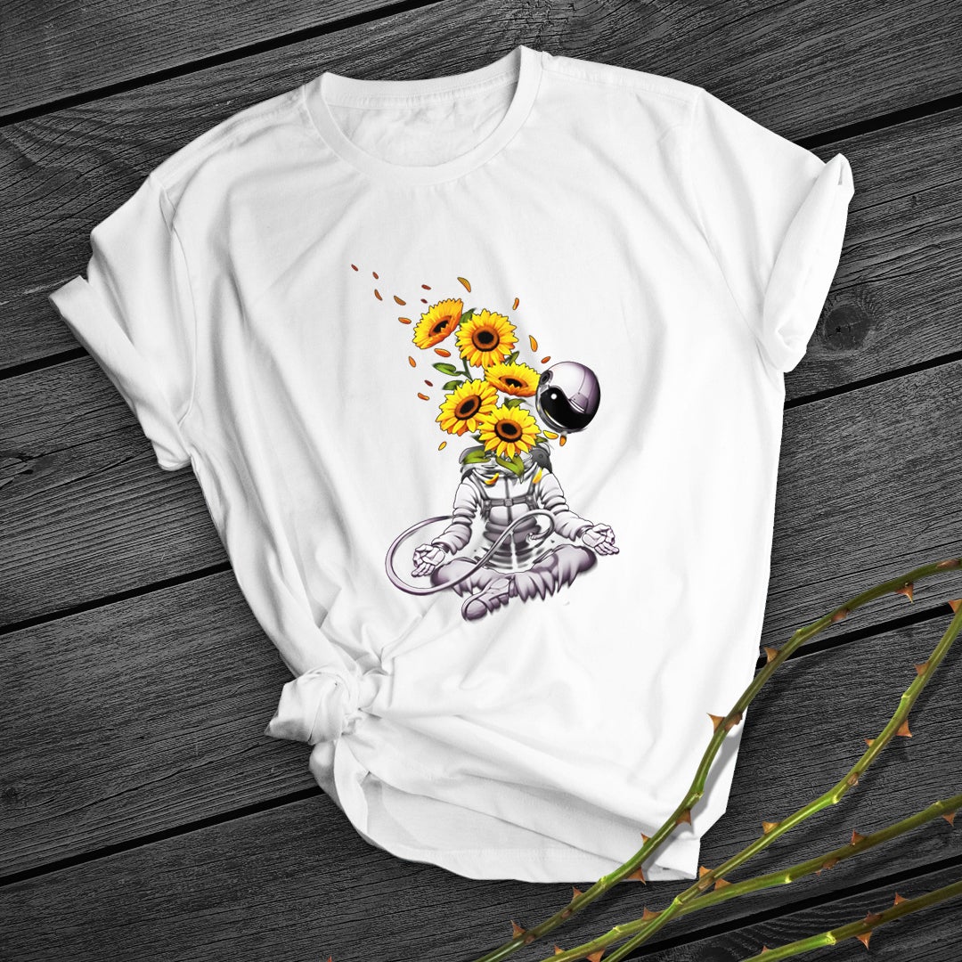 Sunflower Astronaut Zen Tee. 🧘♂️