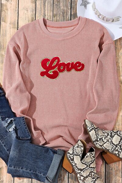LOVE - Pink Corded Sweatshirt 💖