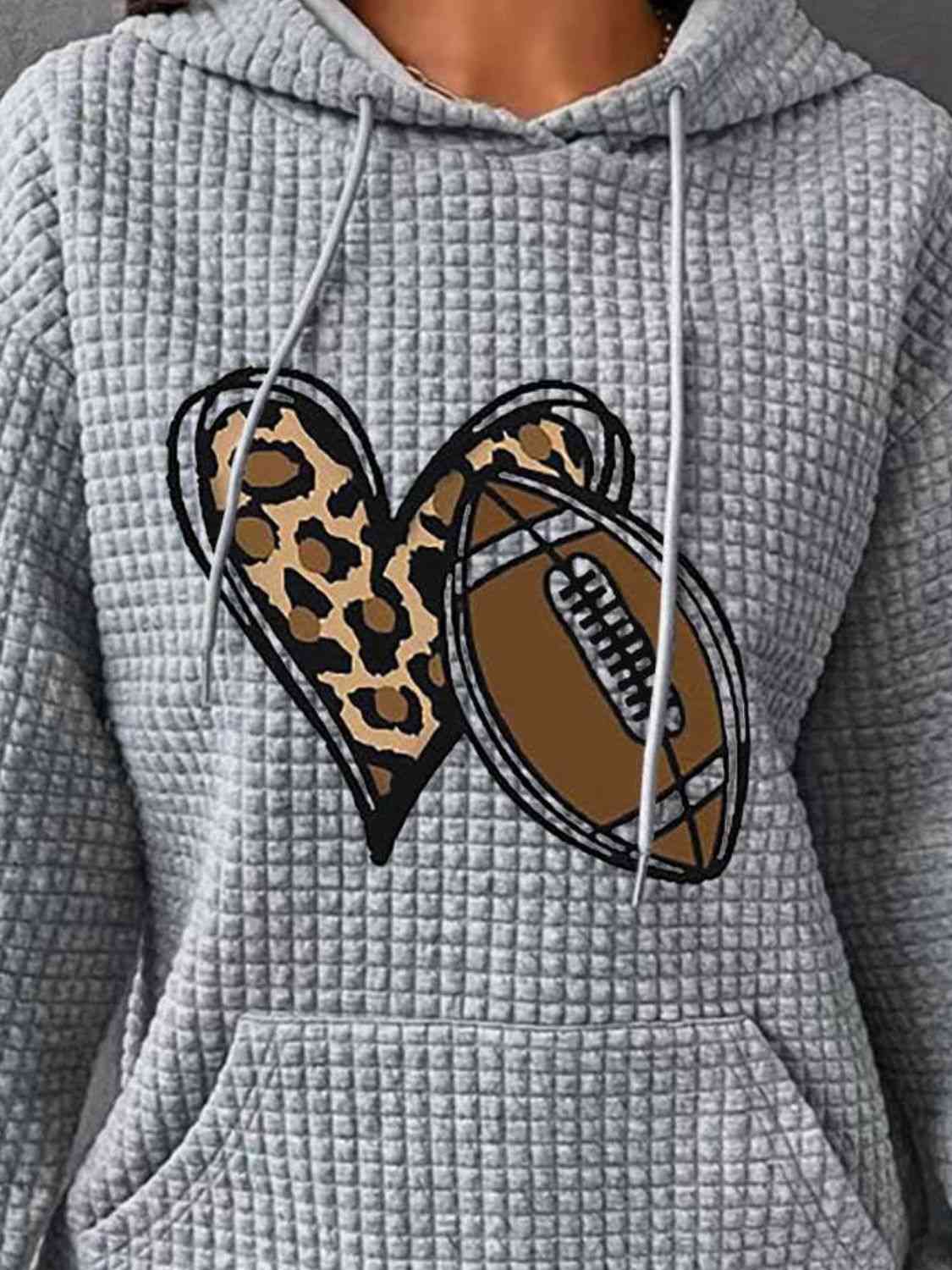 Chaeta Print Heart & Football Graphic Hoodie