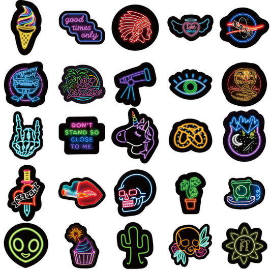 🌈 50 Neon Graffiti Stickers | Colorful Waterproof Decals