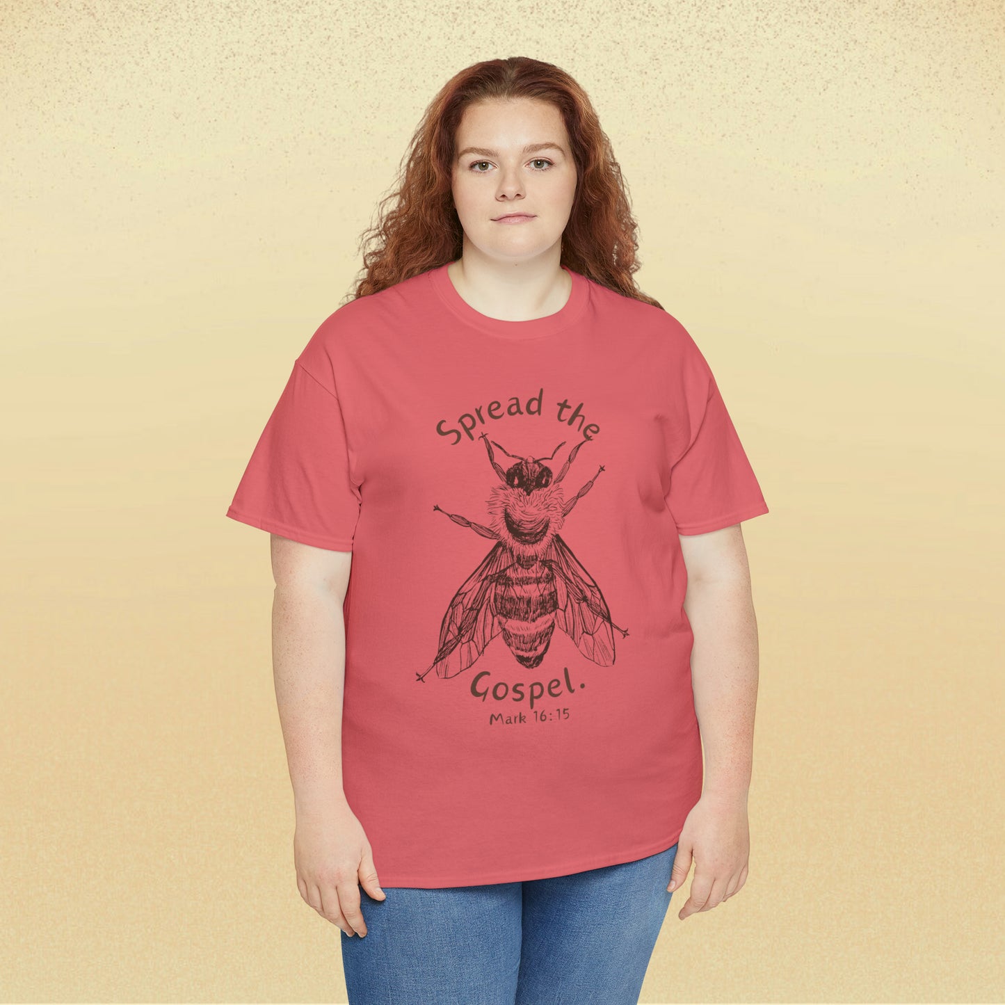 Christian Apparel: Spread the Gospel with Mark 16:15 Bee Graphic