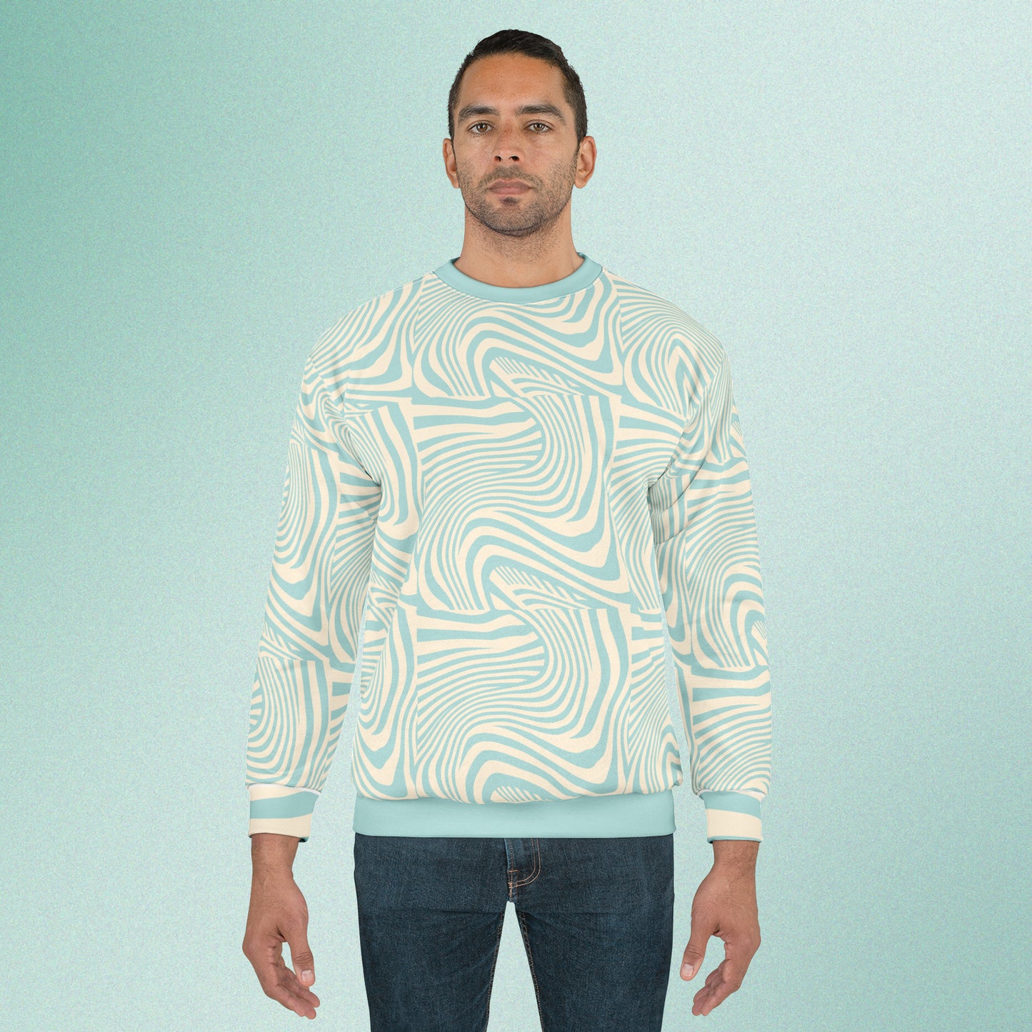 Tan & Blue Abstract: Sweatshirt