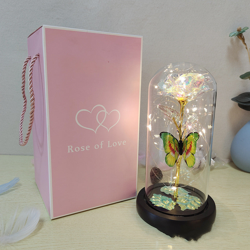 Enchanted Rose: Illuminated Elegance in a Glass Dome - Eternal Love LED Flower