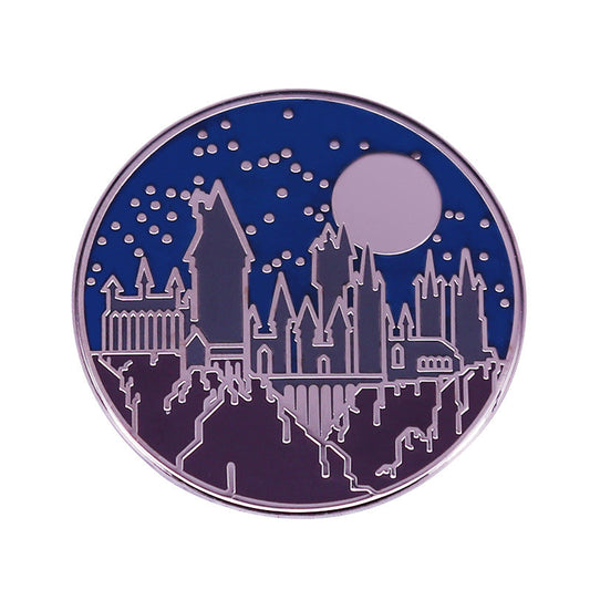🌌 Hogwarts Night Sky Enamel Pin | Magical Castle in Blue and Silver | Harry Potter Inspired