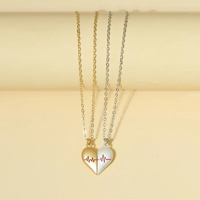 Heartbeat Magnetic Heart Necklace Love Couple Jewelry