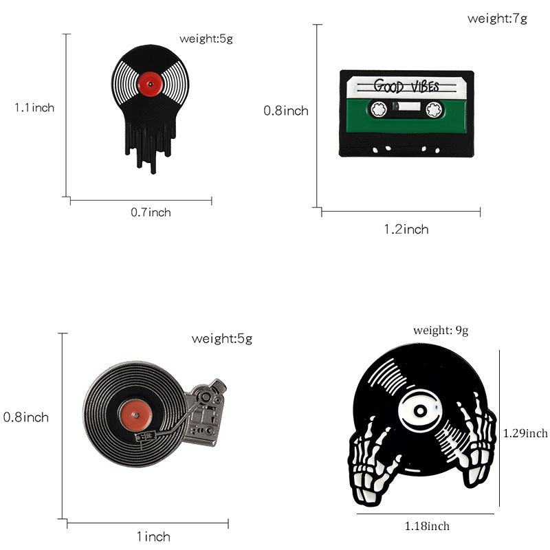 💀 Skeleton Hands Black Record Pin | Gothic Vinyl Pin