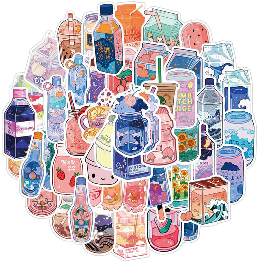 🍹 50 Dreamy Lo-Fi Drink Sticker Collection | Aesthetic Vibes for Your Every Sip