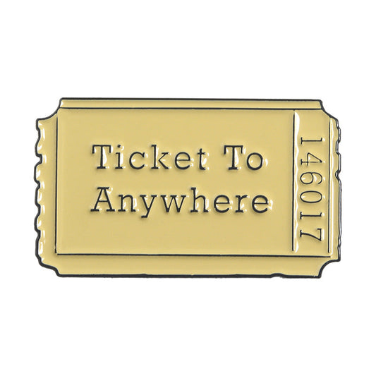 🎟️ "Ticket to Anywhere" Yellow Movie Ticket Pin | Cute Pin