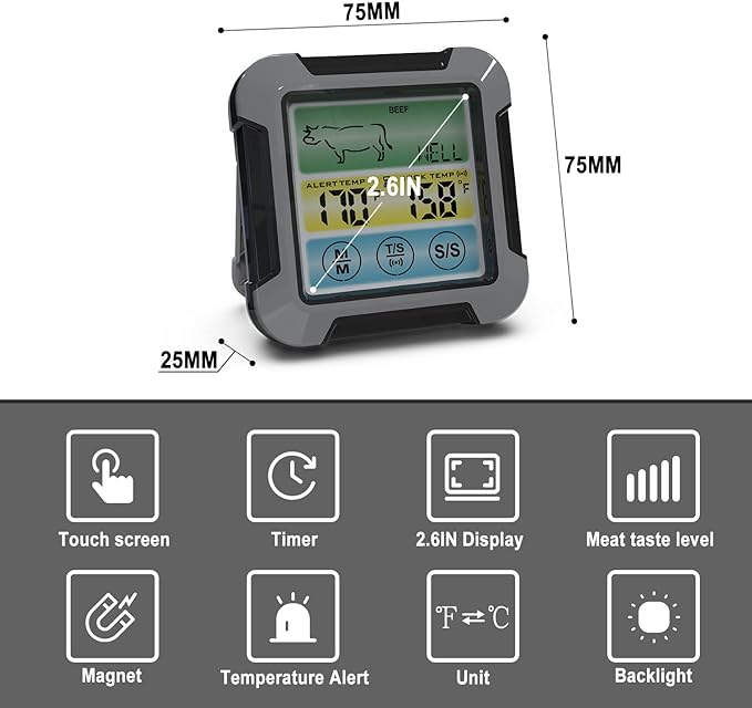 Touchscreen Grill Master: Digital Meat Thermometer