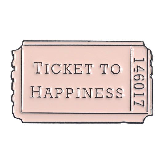"Ticket to Happiness" Pink Movie Ticket Pin | Cute Pin