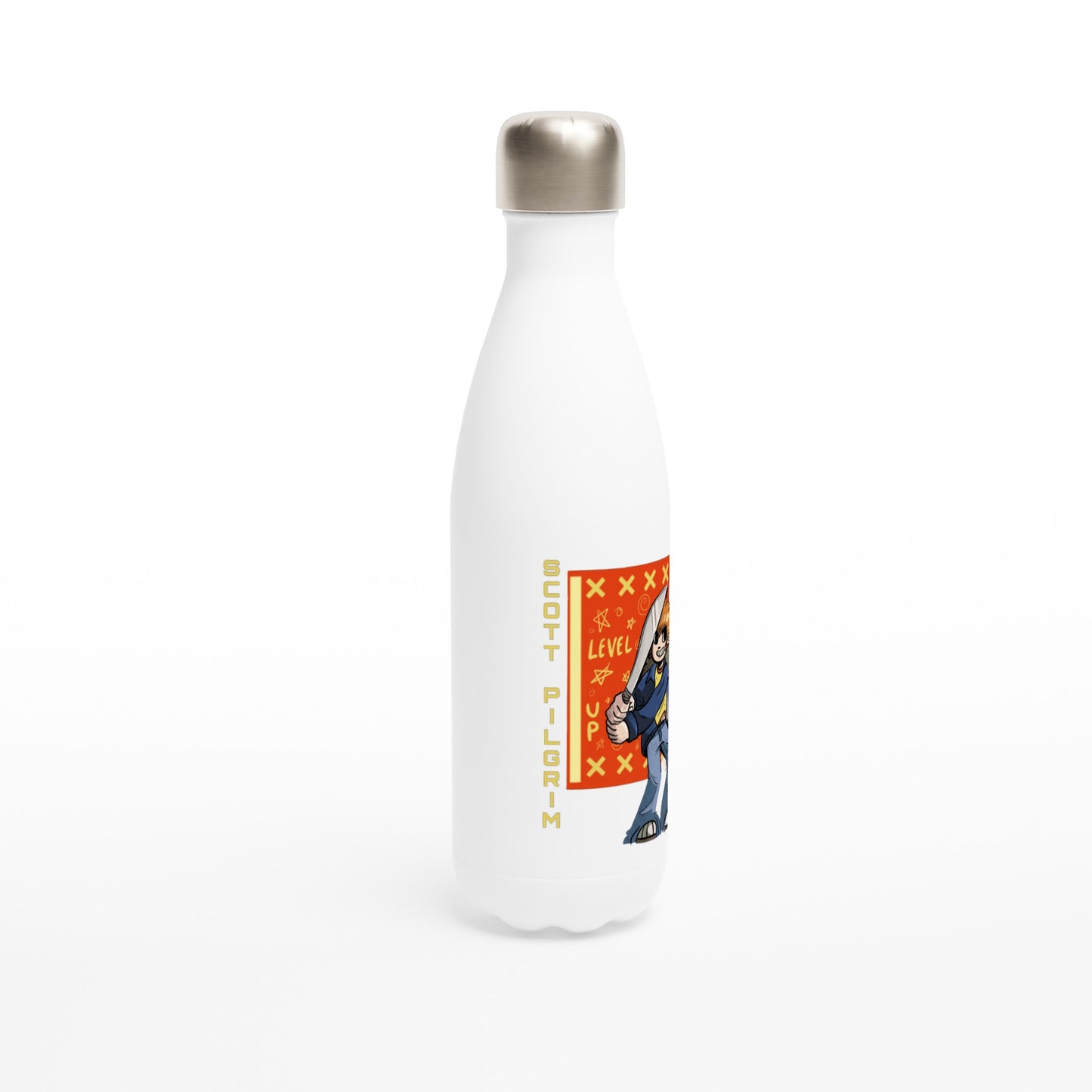 Scott Pilgrim Anime - Botella de agua blanca de acero inoxidable de 17 oz