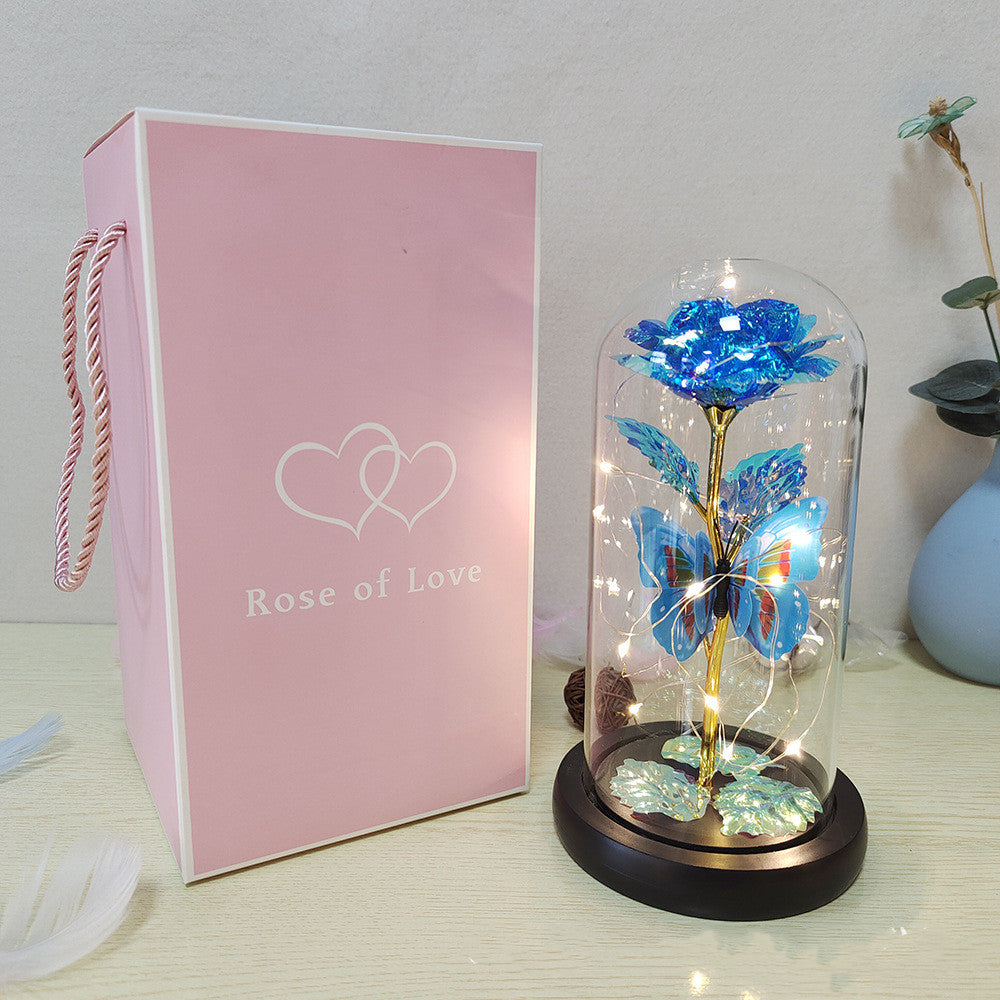 Enchanted Rose: Illuminated Elegance in a Glass Dome - Eternal Love LED Flower