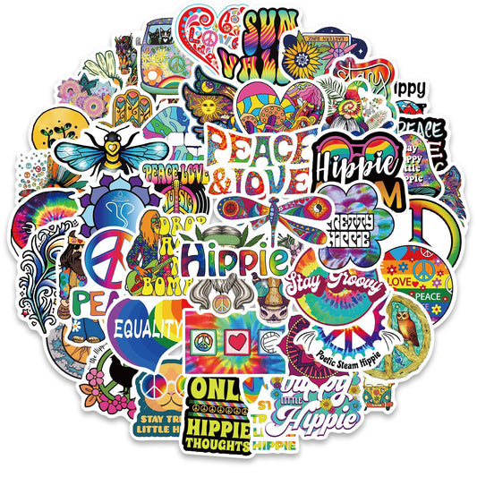 🌼 50 Groovy Hippie Sticker Collection | Love, Peace, and Hippy Vibes!