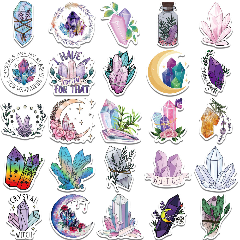 ✨50  Dive into Magic Dreamy Crystal Graffiti Sticker Collection | Colorful Crystal Decals