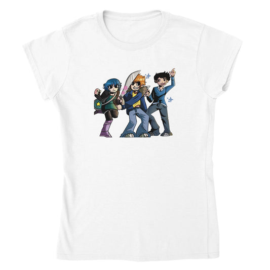SCOTT PILGRIM TRIO-Classic Womens Crewneck T-shirt | Print Material | Cloeys Creation | FOR THE LOVE OF TEE-SHIRTS