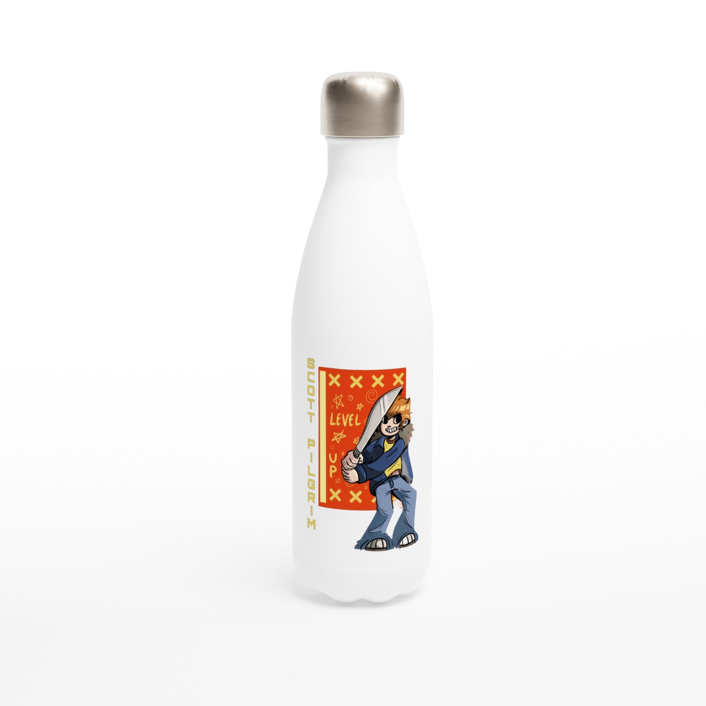 Scott Pilgrim Anime - White 17oz Stainless Steel Water Bottle | Print Material | Cloeys Creation | FOR THE LOVE OF TEE-SHIRTS