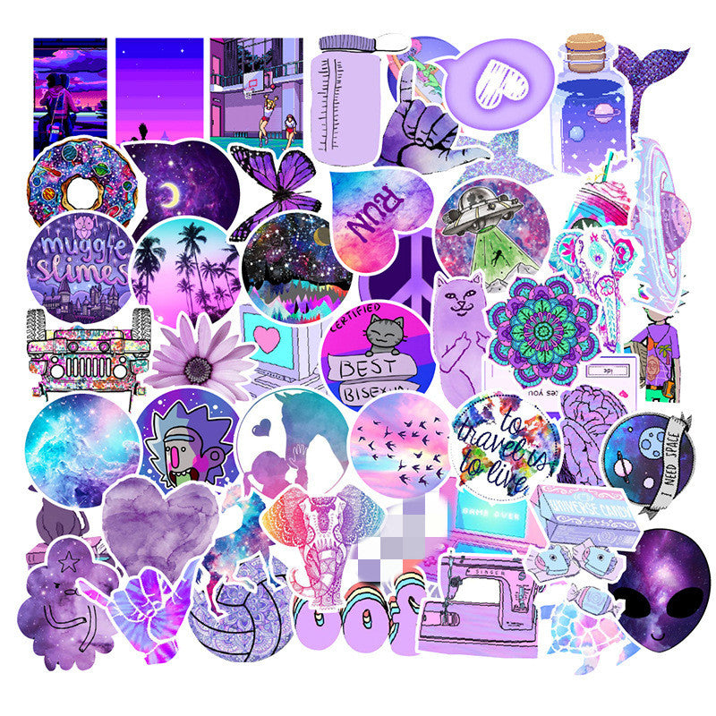 💜 50 Colorful Purple Graffiti Stickers | Vibrant Assorted Designs