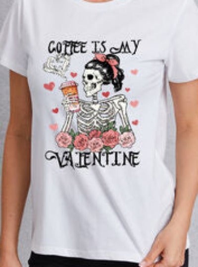 ☕ Coffee is My Valentine Tee – Sip, Sip, Hooray for Love! 💀❤️☕