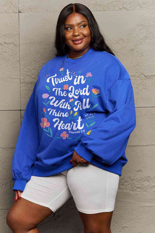 Trust In The Lord  Flower Slogan Sweatshirt