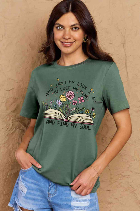 Book & Flower Tee – Lose Your Mind, Find Your Soul in Style!