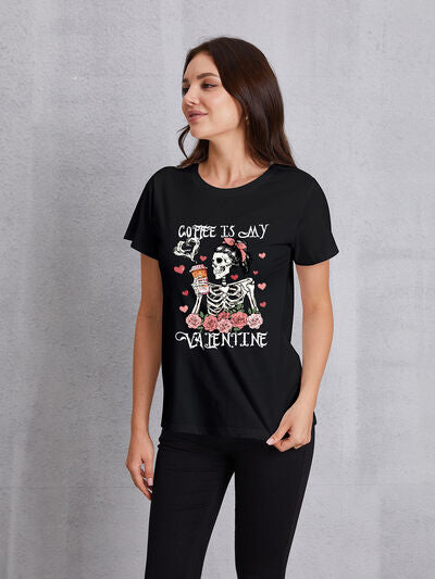 ☕ Coffee is My Valentine Tee – Sip, Sip, Hooray for Love! 💀❤️☕