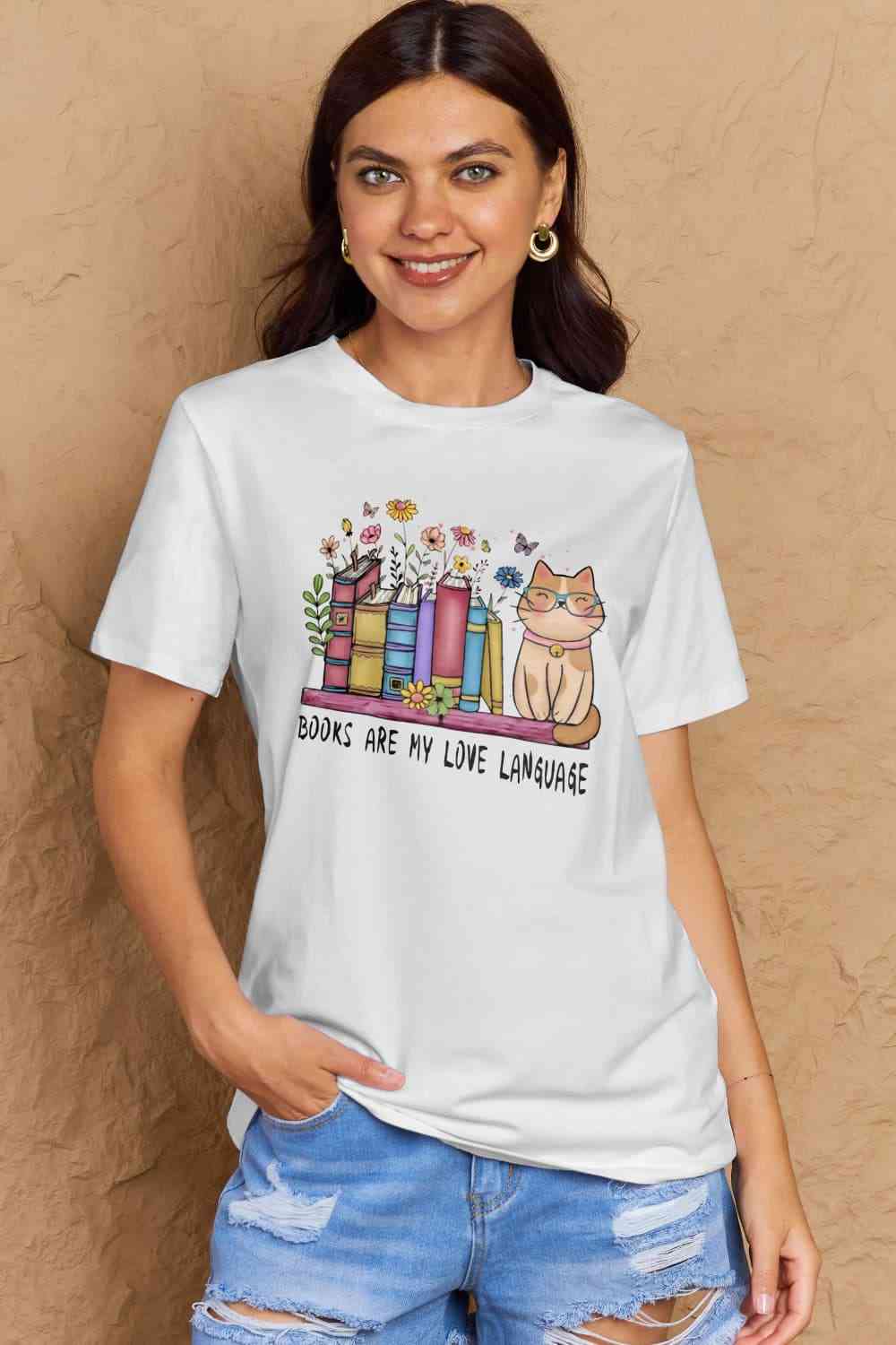BOOKS ARE MY LOVE LANGUAGE Tee – Where Reading Meets Kitty Cuddles! 🌸🐾
