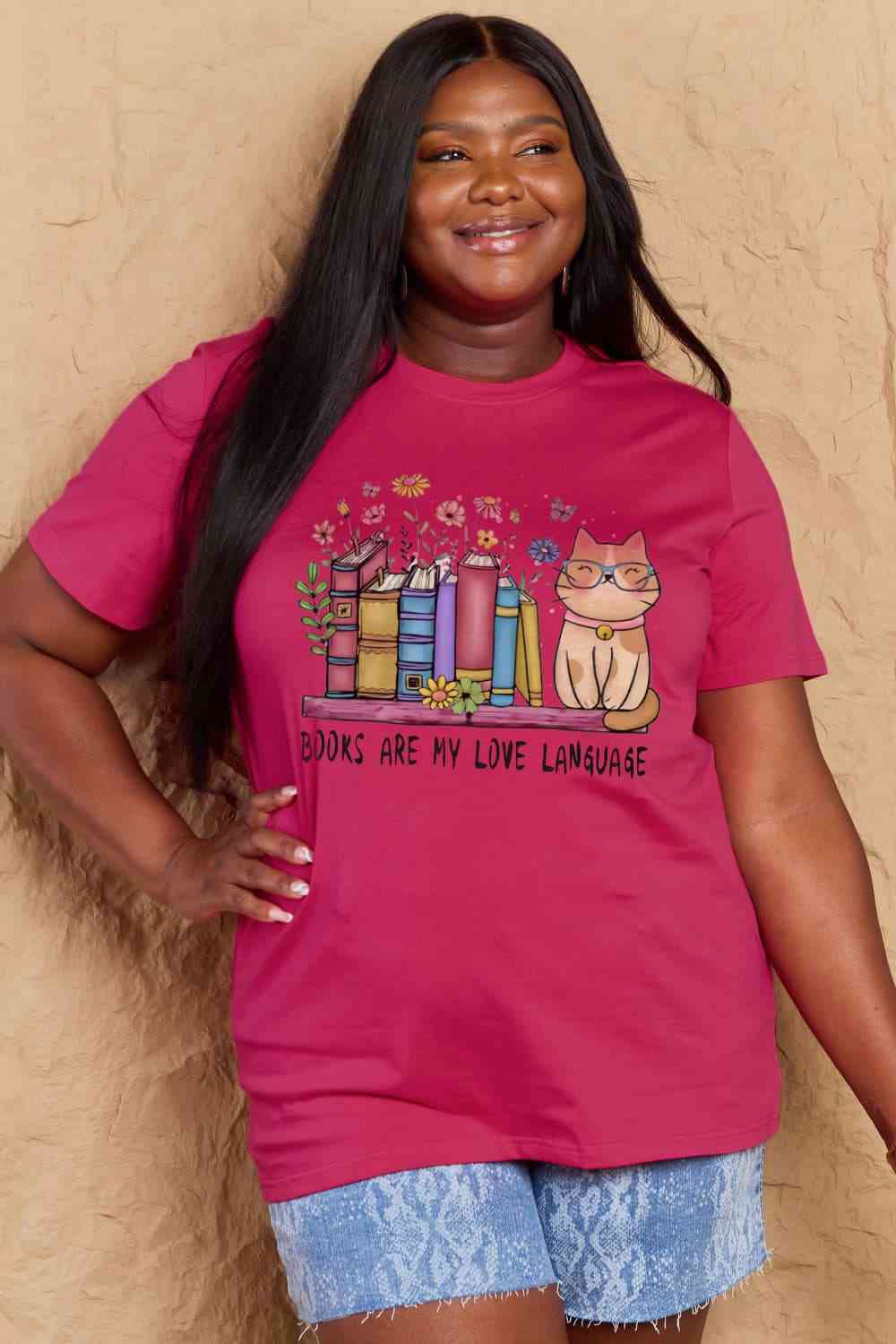 BOOKS ARE MY LOVE LANGUAGE Tee – Where Reading Meets Kitty Cuddles! 🌸🐾