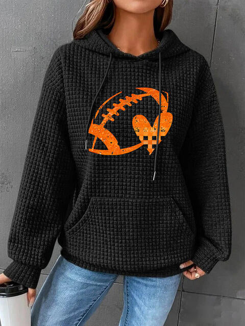 Full Size Football Graphic Drawstring Hoodie