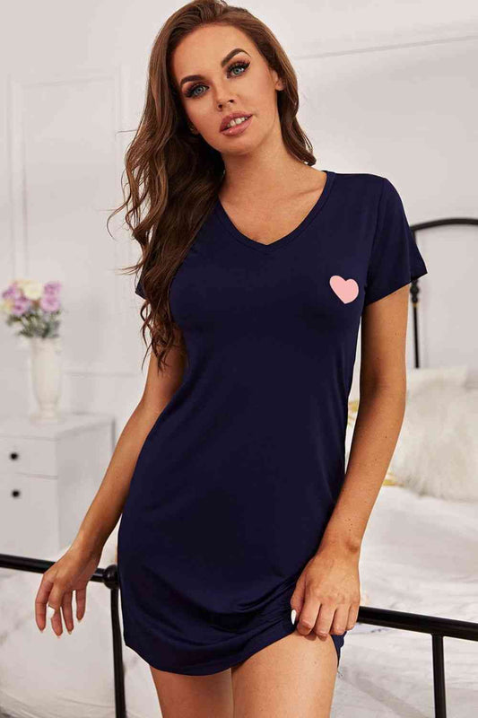 Heart Short Sleeve Night Dress