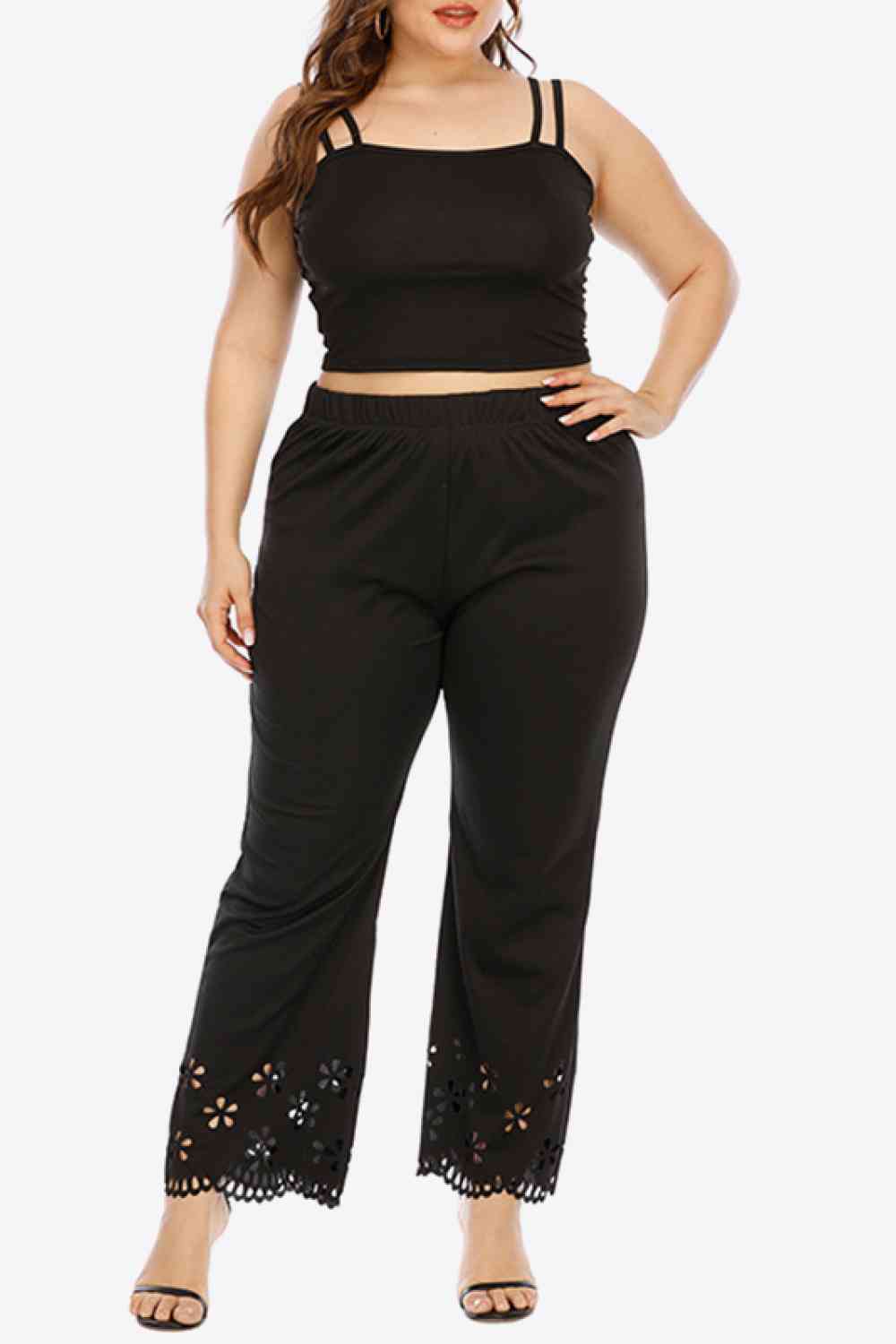 Plus Size Openwork Elastic Waist Pants