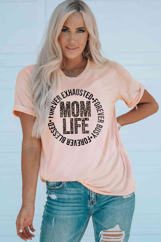 🌸 MOM LIFE Leopard Cuffed Tee – Embrace the Chaos in Style! 🐆💖