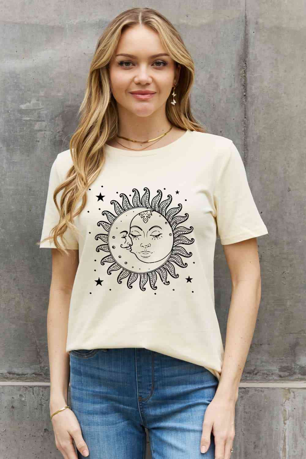 Simply Love Simply Love Sun and Star Graphic Cotton Tee