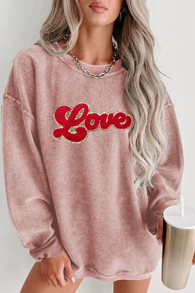 LOVE - Pink Corded Sweatshirt 💖
